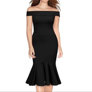 Knitee Women's Vintage Off Shoulder Evening Party Cocktail Dress